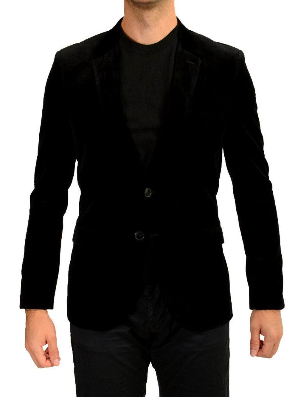 Hugo Boss Men's Arti232 Black Velour Two Button Sport Coat Blazer US 40S IT 50S